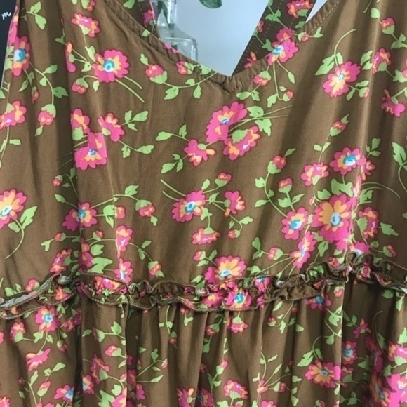 Matilda Jane Brown Floral Print On A Whim Tank Top Ruffle Hem Medium - Picture 6 of 11